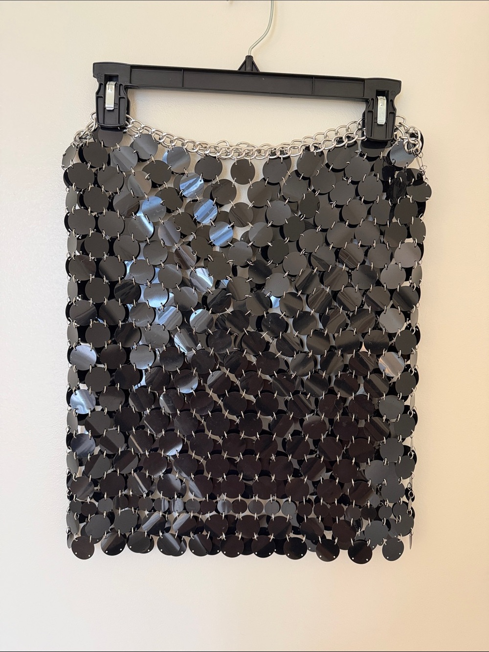 12th Tribe Black Disc Mini Skirt with Chain Waist